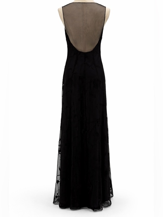 VTG Lauren Ralph Lauren Sophisticated Black Sheer Floral Maxi Evening Dress SZ 4 - Picture 3 of 17